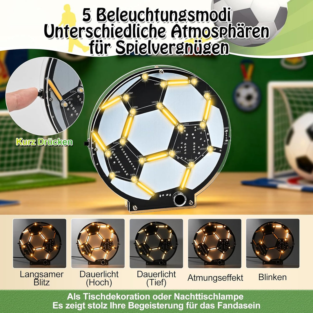 Fussball Lötbausatz LED Lampe, DIY MINT Lernset Elektronik Bausatz für Anfänger & Fussballfans, Soun