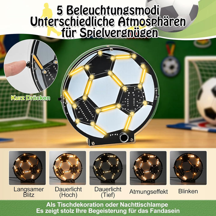 Fussball Lötbausatz LED Lampe, DIY MINT Lernset Elektronik Bausatz für Anfänger & Fussballfans, Soun