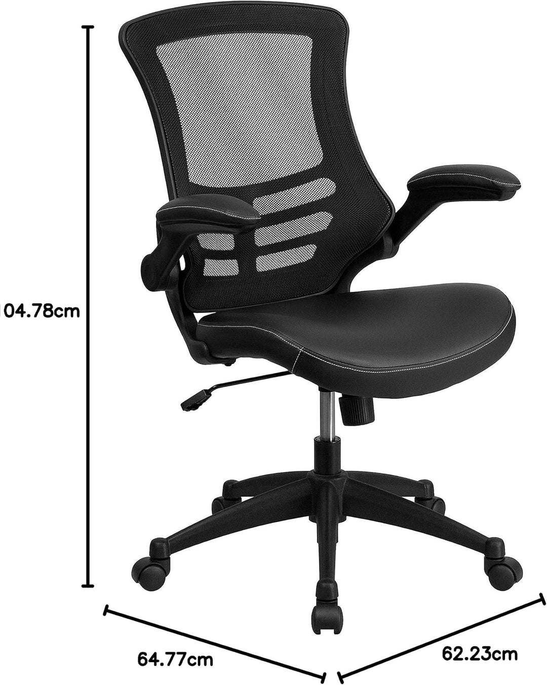 Flash Furniture Bürostuhl mit mittelhoher Rückenlehne – Ergonomischer Schreibtischstuhl mit hochklap