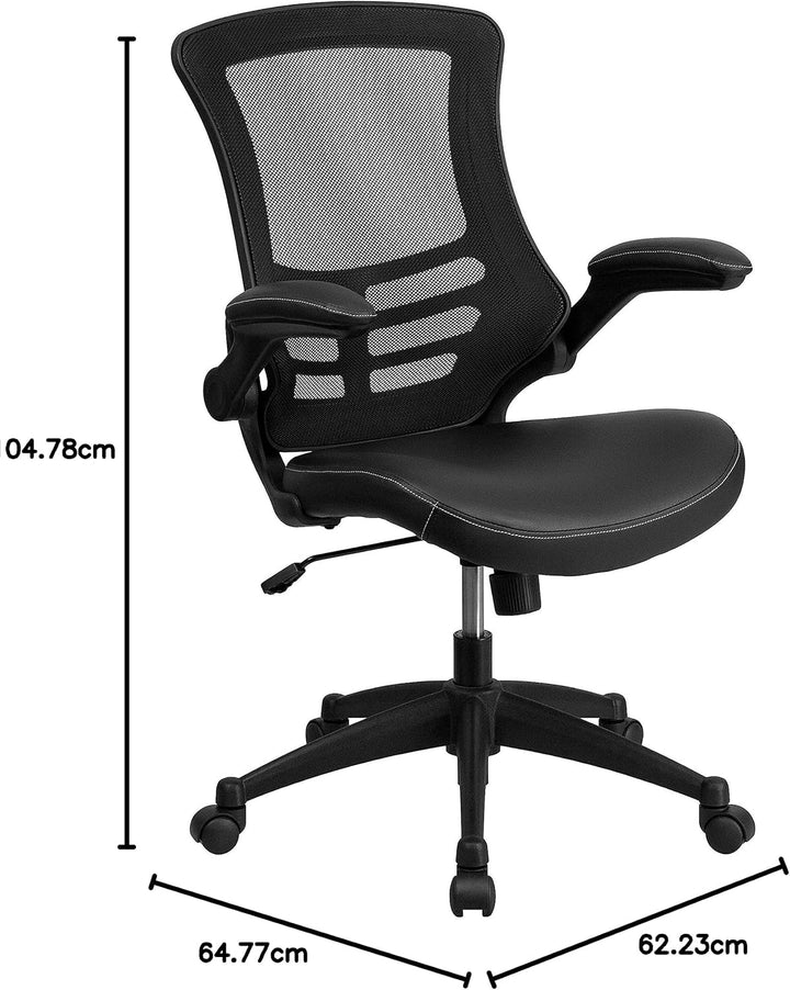Flash Furniture Bürostuhl mit mittelhoher Rückenlehne – Ergonomischer Schreibtischstuhl mit hochklap