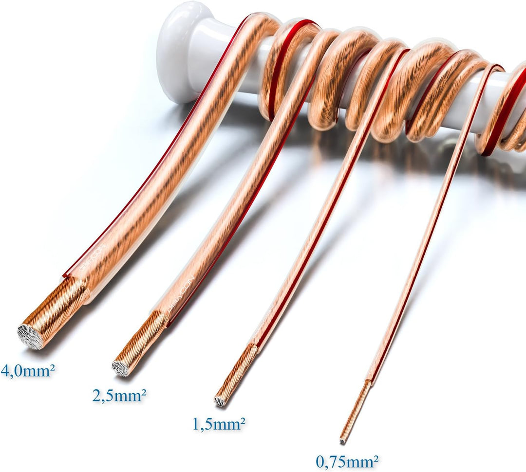 deleyCON 100m Lautsprecherkabel 2x 1,5mm² Boxenkabel CCA Kupferüberzogenes Aluminium 2x48x0,20mm Lit