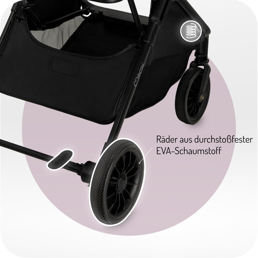 MoMi Kinderwagen ANDREA mit automatischem Faltsystem, bis 22 kg Körpergewicht, 5-Punkt-Sicherheitsgu