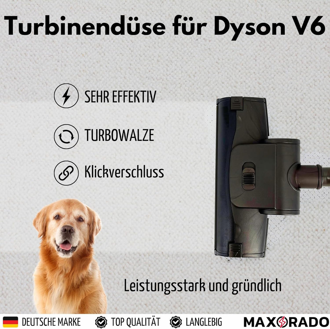 Turbodüse passend für Dyson V6 DC59 DC61 DC62 DC74 DC72 DC33 DC37 DC39 DC41 Staubsauger Bodendüse Tu