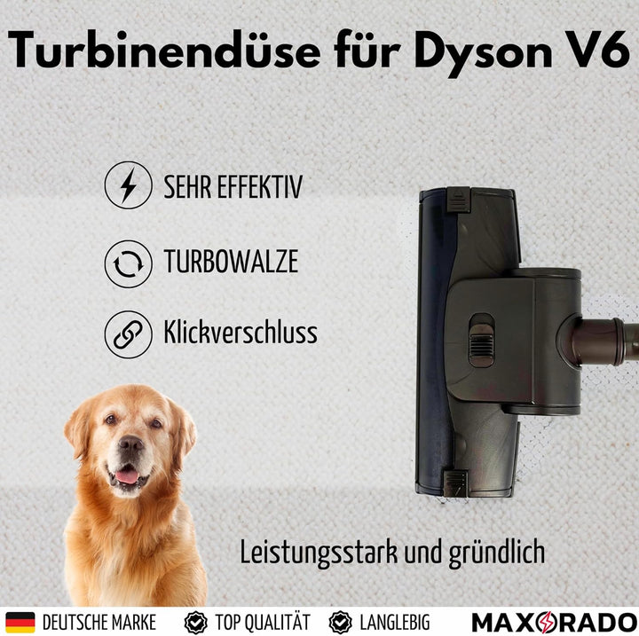 Turbodüse passend für Dyson V6 DC59 DC61 DC62 DC74 DC72 DC33 DC37 DC39 DC41 Staubsauger Bodendüse Tu