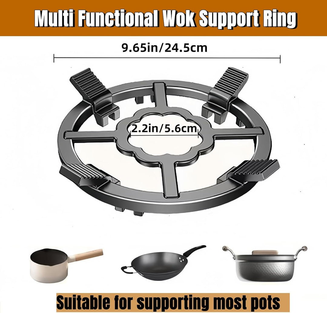 CHDEXU Gusseisen-Wok-Stützring für Mokkakanne, 2-in-1-Gasringreduzierer, Herdplattenständer für Woks