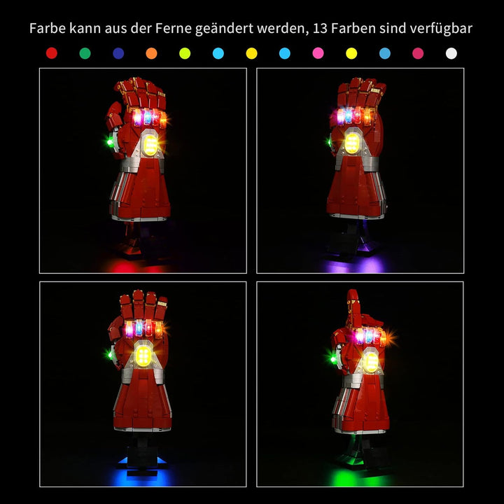 Led Licht Set für Lego Nano Handschuh Bausatz zum Sammeln, RGB-Fernbedienung Led Beleuchtungs Set fü