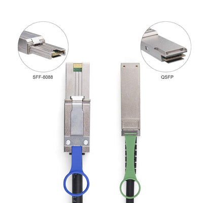 10Gtek® QSFP (SFF-8436) zu MiniSAS HD SFF-8088 DDR Hybrid SAS Kabel, External Mini SAS Kupfer Passiv