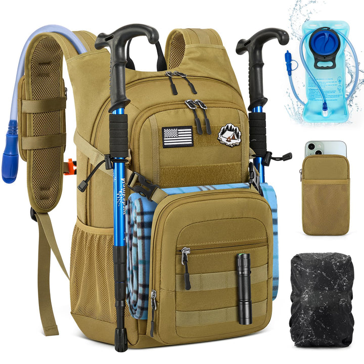 RAINSMORE Wanderrucksack 18L mit 2L Blase & Regenschutz | Leichter Trinkrucksack für Laufen, Radfahr