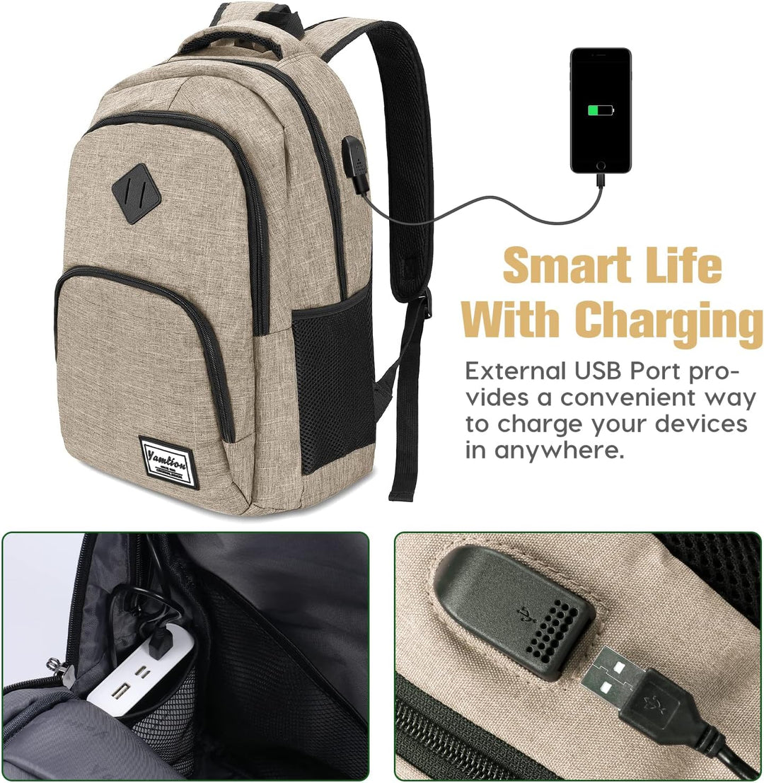 YAMTION Laptop Rucksack,Schultasche Schulrucksack Teenager mit USB-Ladeanschluss Uni Reisen Schule A
