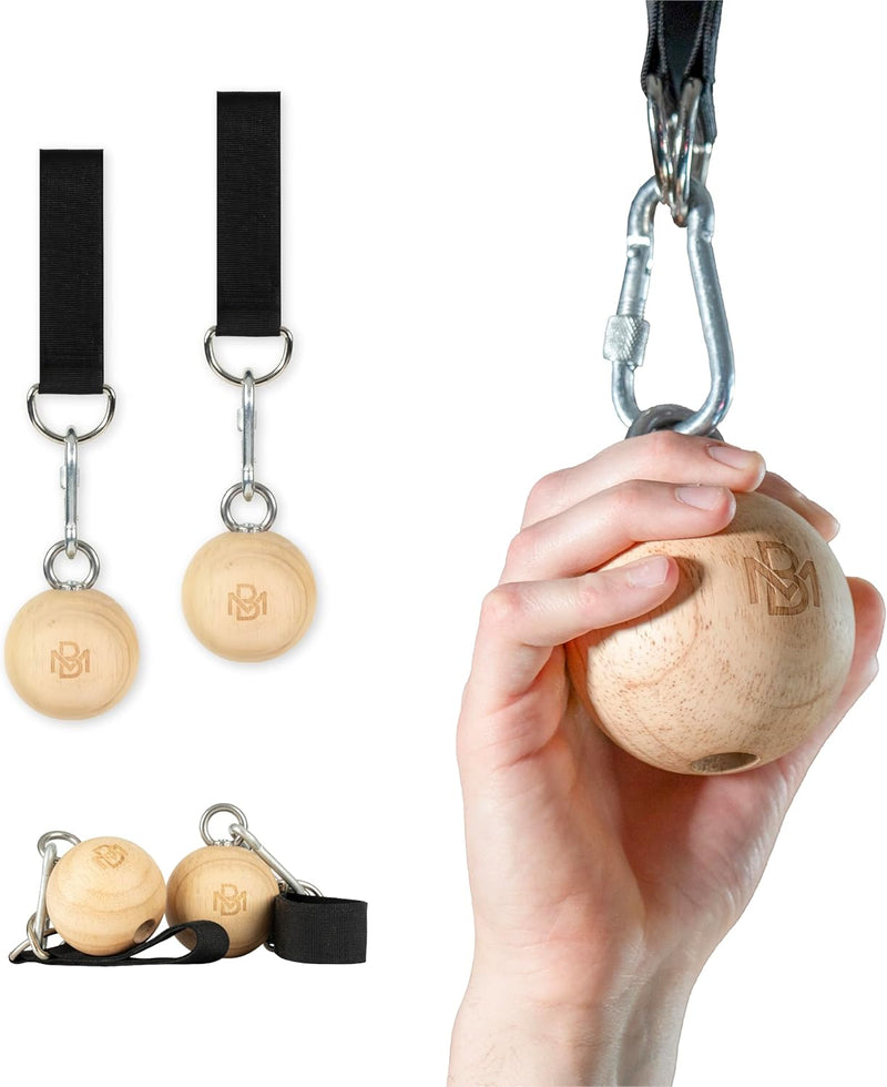 Müller & Blum Klimmzug Griffe Holz, Pull Up Balls zur Steigerung der Griffkraft, Trainingskugeln kle