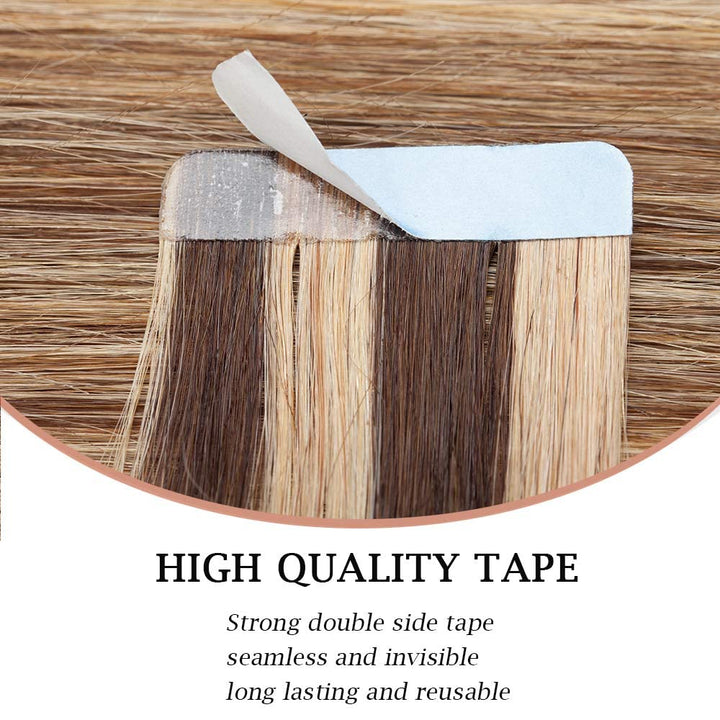 SEGO Tape Extensions Echthaar 20 Tressen/20 g Klebeband Haarverlängerung Haarteile 100% Remy Human H