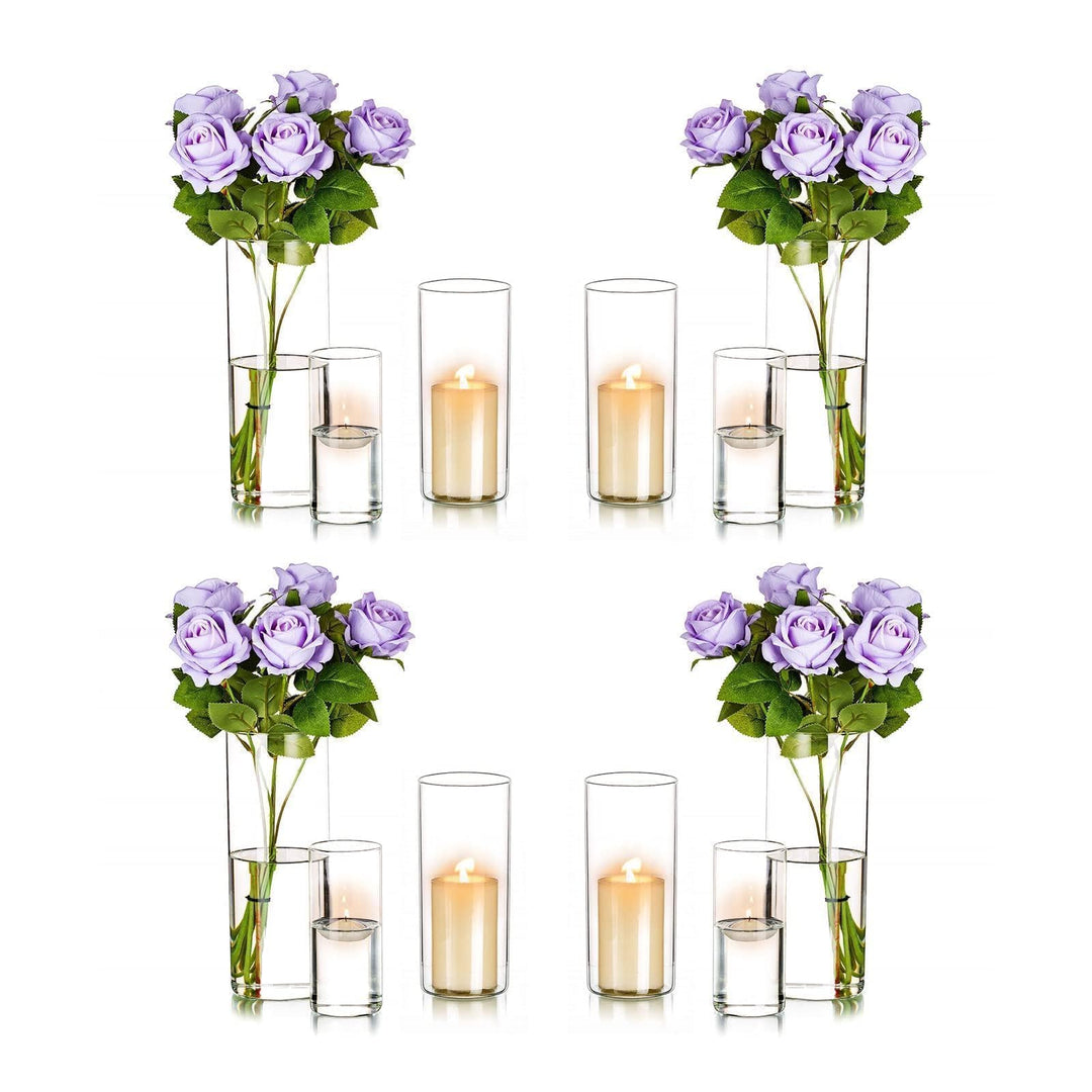 Windlicht Glas Kerzenhalter Kerzenständer Glaszylinder：Romadedi 12er Set Windlichter für Kerzen Stum