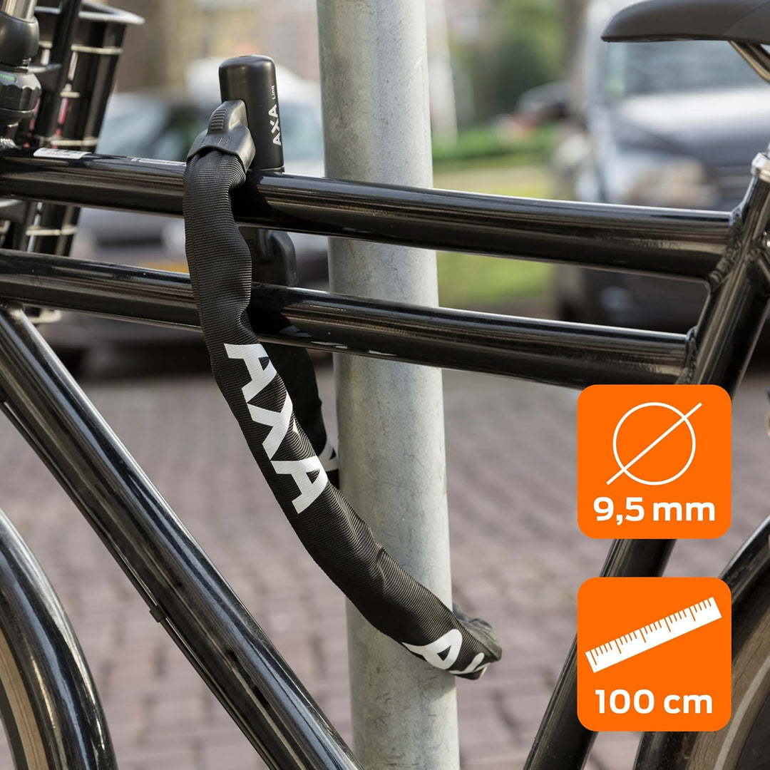AXA Linq 100 Kettenschloss – Länge 100 cm – Sicherheitsstufe 14 – Stahlglieder 9,5 mm – Fahrradschlo