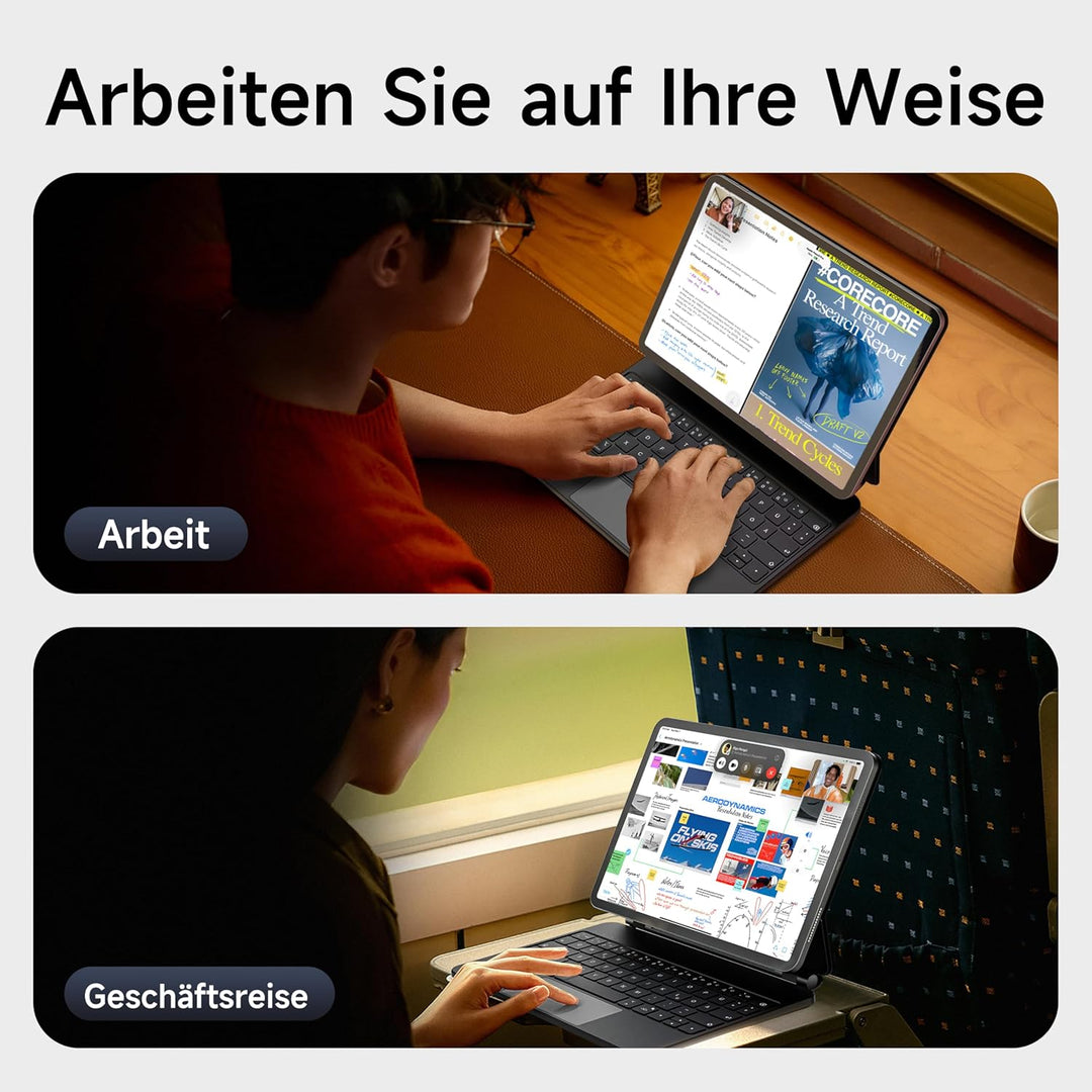 HOU iPad Air 13 Hülle mit Tastatur 2024(M2),iPad Pro 12.9 Hülle mit Tastatur (6th/5th/4th/3rd) Gen 2
