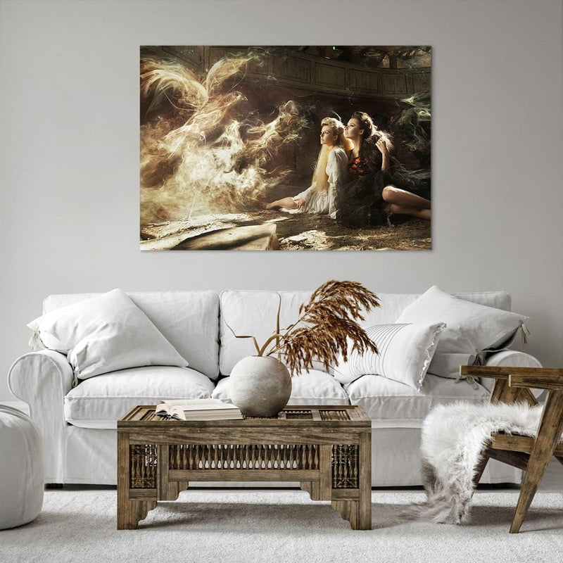 Bilder auf Leinwand 100x70cm Leinwandbild Vogel Körper Mode Blume Gross Wanddeko Bild Schlafzimmer K