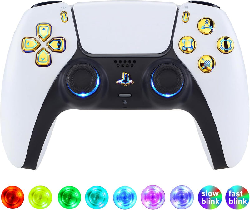 eXtremeRate DTF LED Kit für ps5 Controller BDM-030/040, Ersatz leucht D-Pad Thumbstick Share/Option/