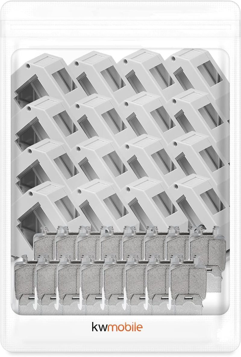 kwmobile Keystone Modul und Hutschienenadapter Set - passt auf genormte Hutschiene - 16x CAT6A Modul