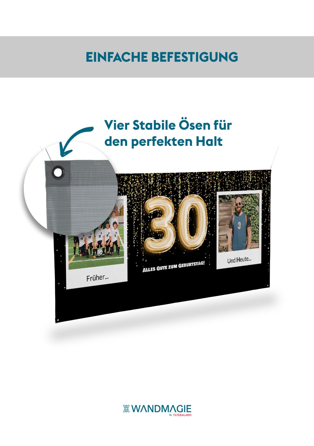 Banner zum 60. Geburtstag selbst gestalten (50cm x 150cm) Personalisierter Geburtstagsbanner für Man