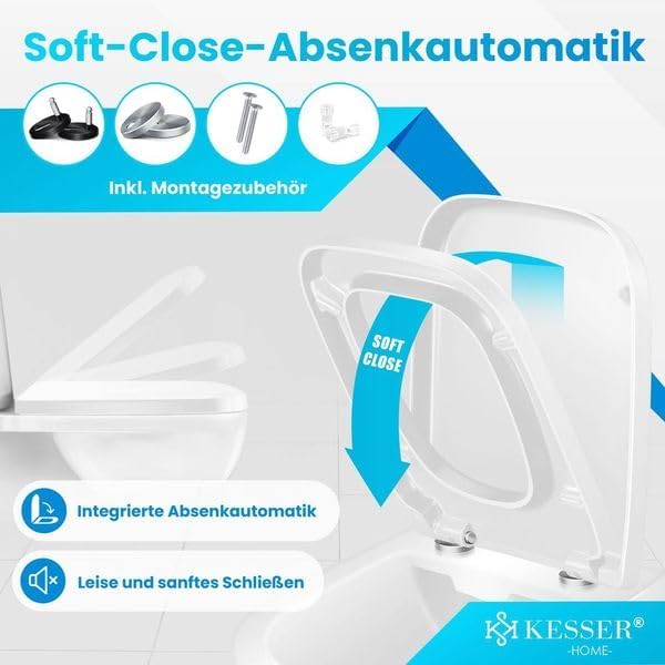 KESSER® WC Sitz mit Absenkautomatik Toilettendeckel Quick-Release-Funktion und Softclose - einfache