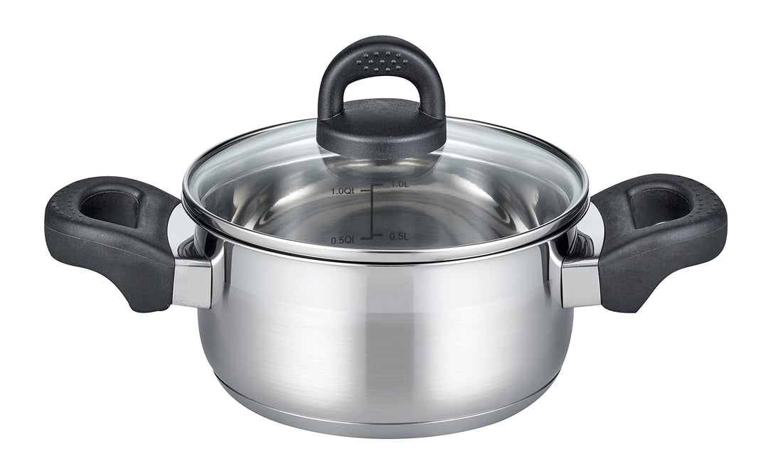 ELO 12117 Bratentopf m.GD 16 cm Serie Turmalin, Induktion, Edelstahl satiniert, rutschfeste Kunststo