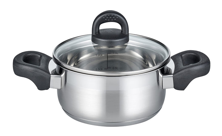ELO 12117 Bratentopf m.GD 16 cm Serie Turmalin, Induktion, Edelstahl satiniert, rutschfeste Kunststo
