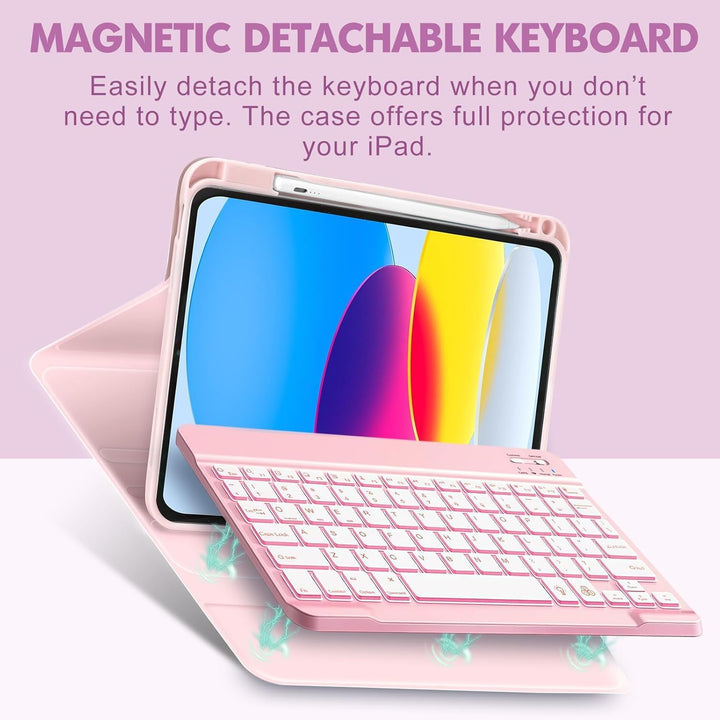 Hülle mit Tastatur für iPad A16 11. Generation 2025 / iPad 10. Generation 2022 (11/10.9 Zoll), Abneh