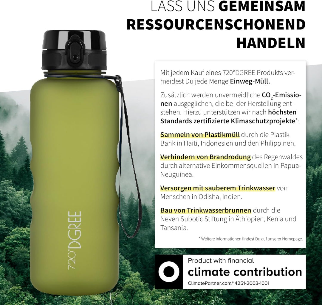 720°DGREE Trinkflasche 1,5 Liter uberBottle SoftTouch +Ziel - BPA-frei - XL Wasserflasche für Fitnes