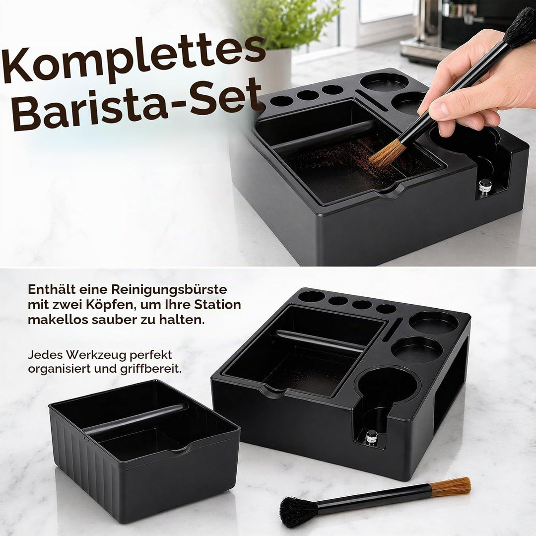 Espresso Tamperstation 51-54-58mm Tamperstation mit Abklopfbehälter 8-in-1 Coffee Tamping Station Sc