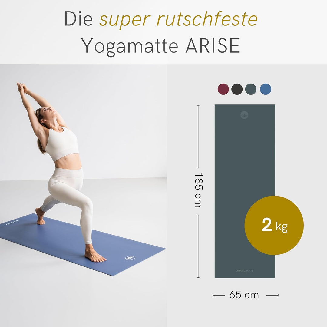LOTUSCRAFTS Arise Yogamatte rutschfest, Made In Spain, Yoga Matte aus Naturkautschuk, 185 x 65 x 0,4