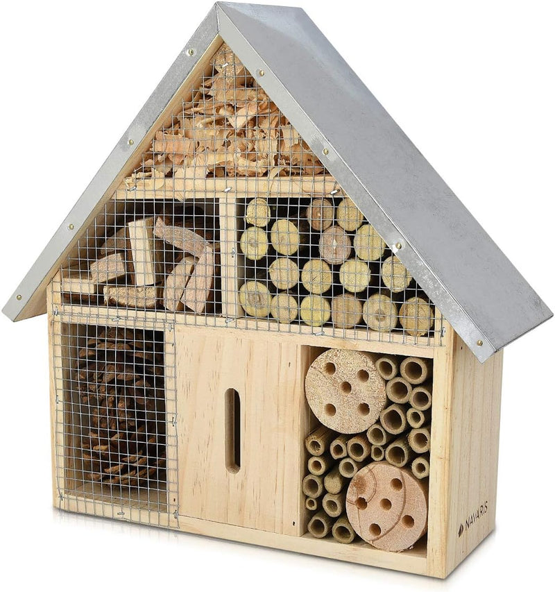 Navaris Insektenhotel aus Holz - versch. Grössen und Designs - Naturbelassenes Insekten Hotel für Ve