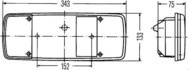 HELLA Rückleuchte - Glühlampe - 24V / 12V - Einbau/geschraubt - ECE/ADR/GGVS - Lichtscheibenfarbe: m