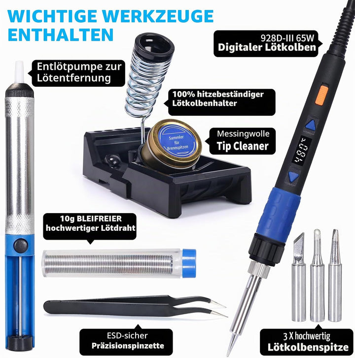 YIHUA 928D-III Tragbares digitales Lötkolben-Set mit Temperaturstabilisierungsfunktion und LED-Displ