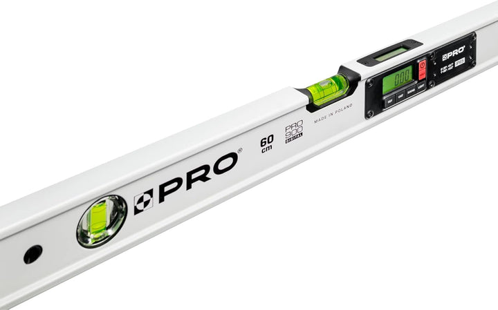 PRO900 Digitale Wasserwaage 60cm mit 2 LCD Displays und Abdeckung - Elektronische Wasserwaage mit Me