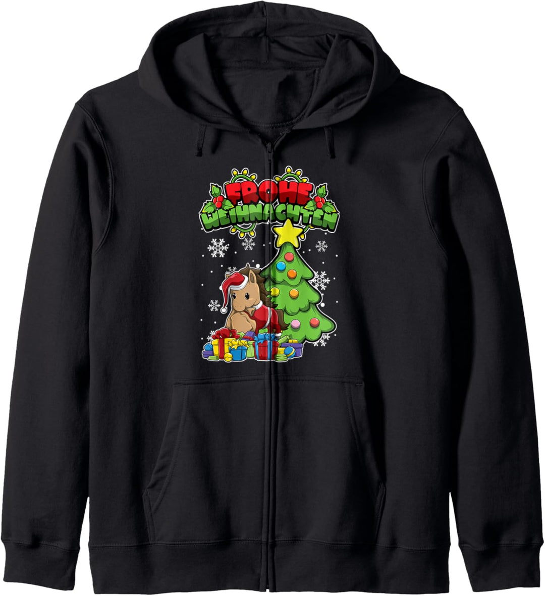 Weihnachtstiere Pferd - Frohe Weihnachten Kapuzenjacke