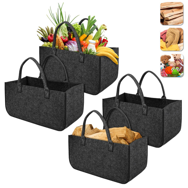 ACXIN 4 Stück Filzhandtasche, 30kg Belastbare Multifunktionshandtasche, Hochwertiger Einkaufskorb, G