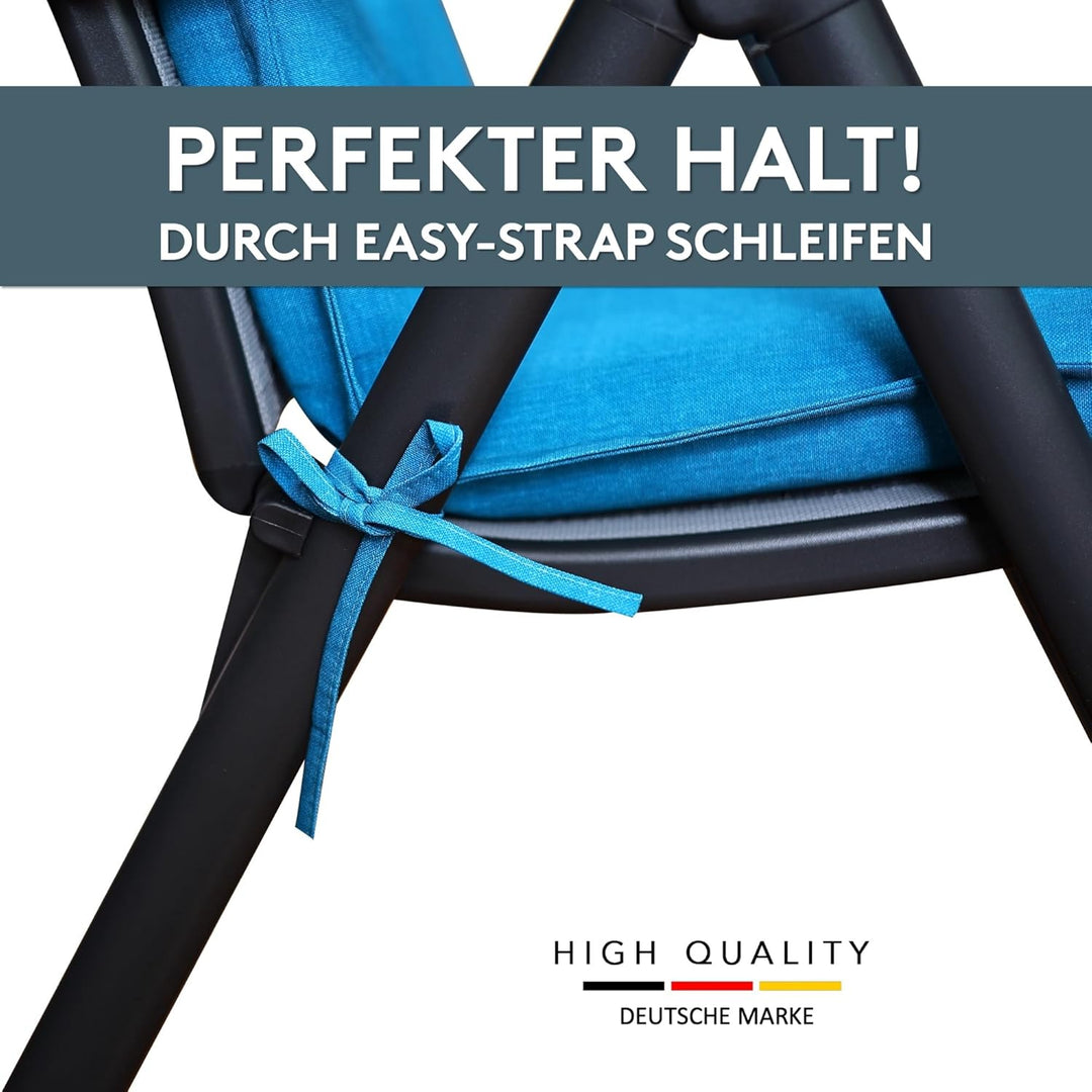 LILENO HOME Gartenstuhl Auflagen als [1er Set - Hochlehner] in Aqua Uni - Bequeme Liegen als Sitzauf