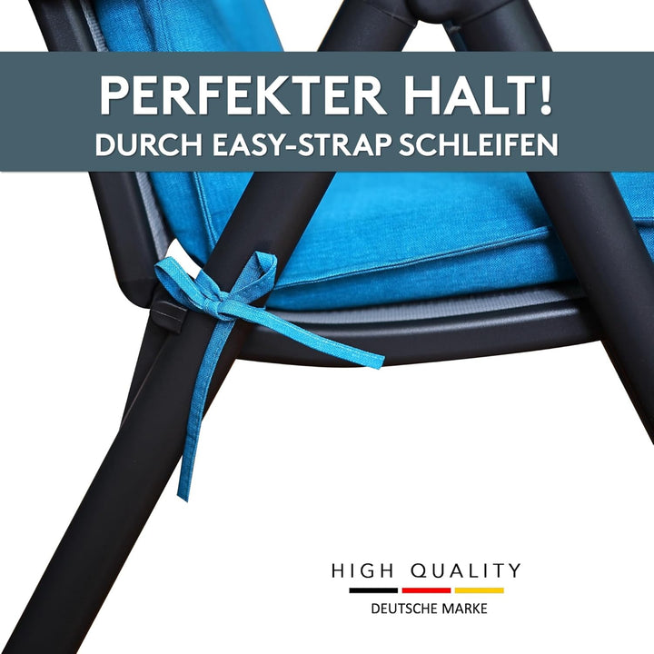 LILENO HOME Gartenstuhl Auflagen als [1er Set - Hochlehner] in Aqua Uni - Bequeme Liegen als Sitzauf
