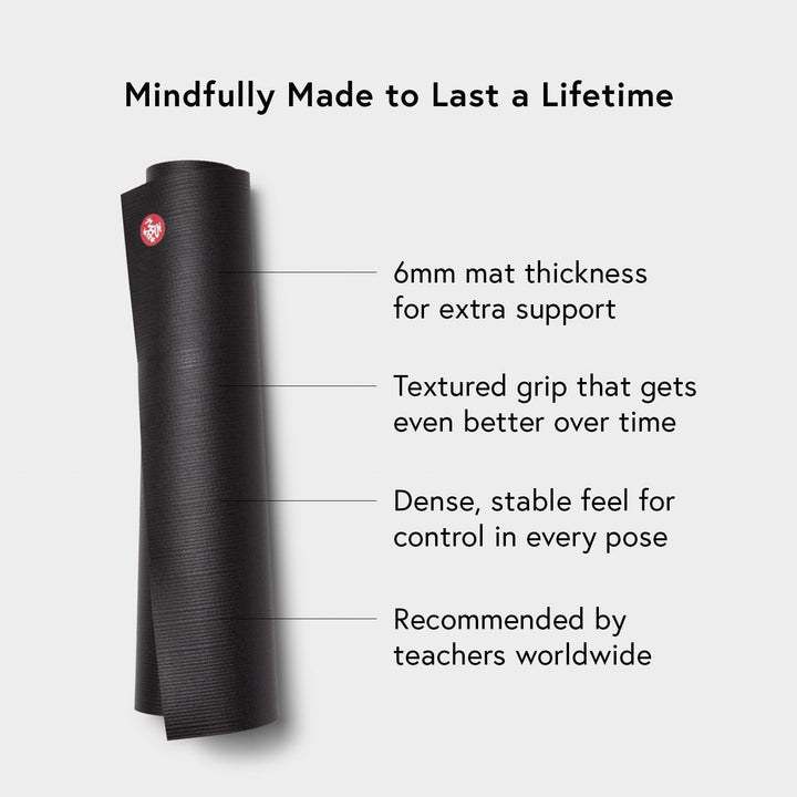 Manduka Pro Yogamatte – Premium 6 mm dicke Matte, Hochleistungsgriff, ultradichte Dämpfung für Unter