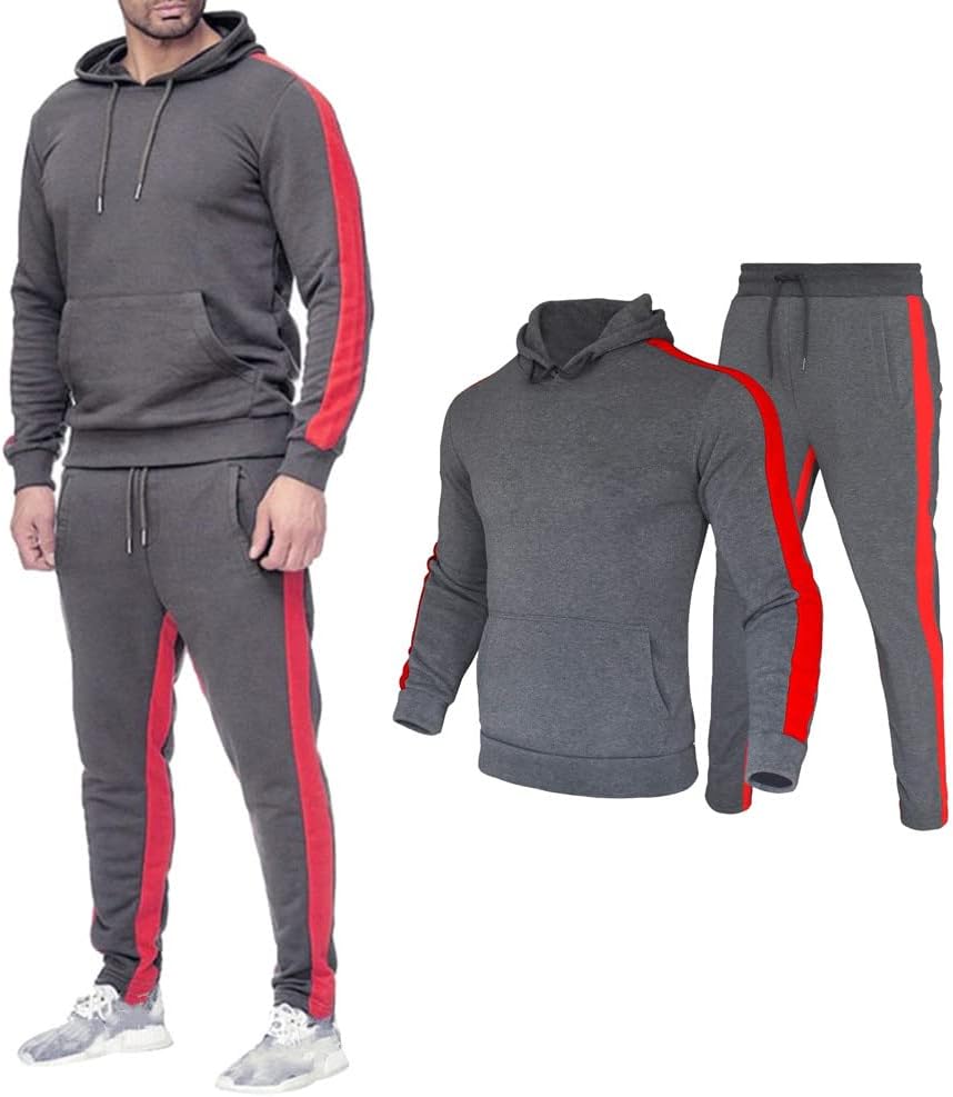 Herren Trainingsanzug Jogginganzug Männer Kapuzenpullover und Jogginghose Sportanzug M Grau, M Grau