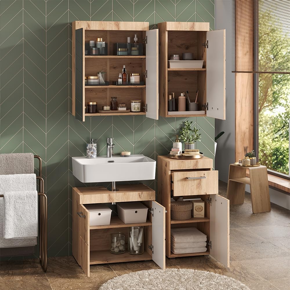 Vicco Badschrank Luna, Eiche, 37 x 77 cm Eiche Hängeschrank, Eiche Hängeschrank