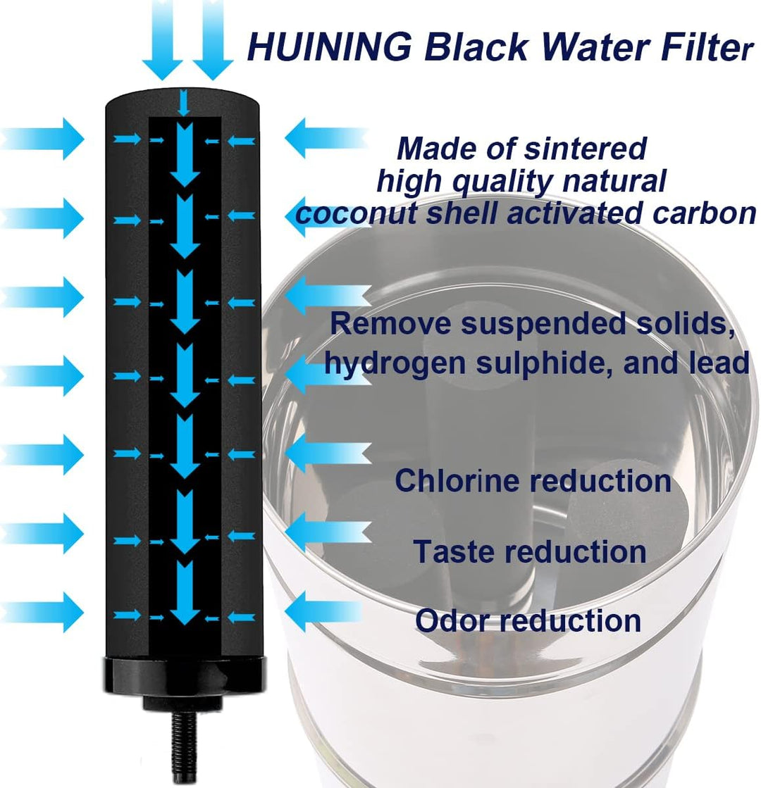 HUINING Schwarze Wasserfilter und Fluorid-Wasserfilter für Wasseraufbereitungseinheit, Ersatz-Wasser