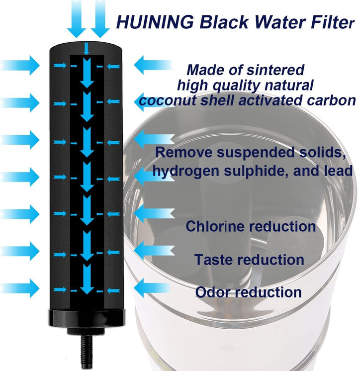 HUINING Schwarze Wasserfilter und Fluorid-Wasserfilter für Wasseraufbereitungseinheit, Ersatz-Wasser
