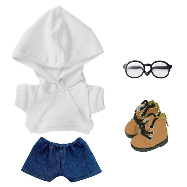 niannyyhouse Lose, solide Kapuzenpullover, Jeans, Brille, hohe Lederschuhe, 10 cm, 15 cm, 20 cm, Plü