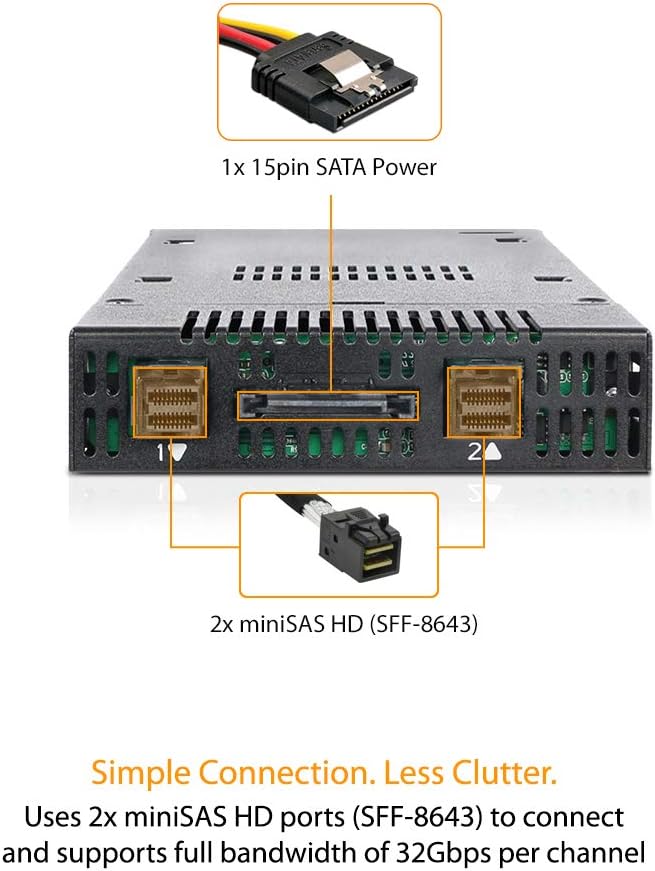ICY DOCK ToughArmor MB834M2K-B - 2X M.2 NVMe PCIe4.0 bis zu 64Gbps SSD zu 2X MiniSAS HD Hot Plug Wec