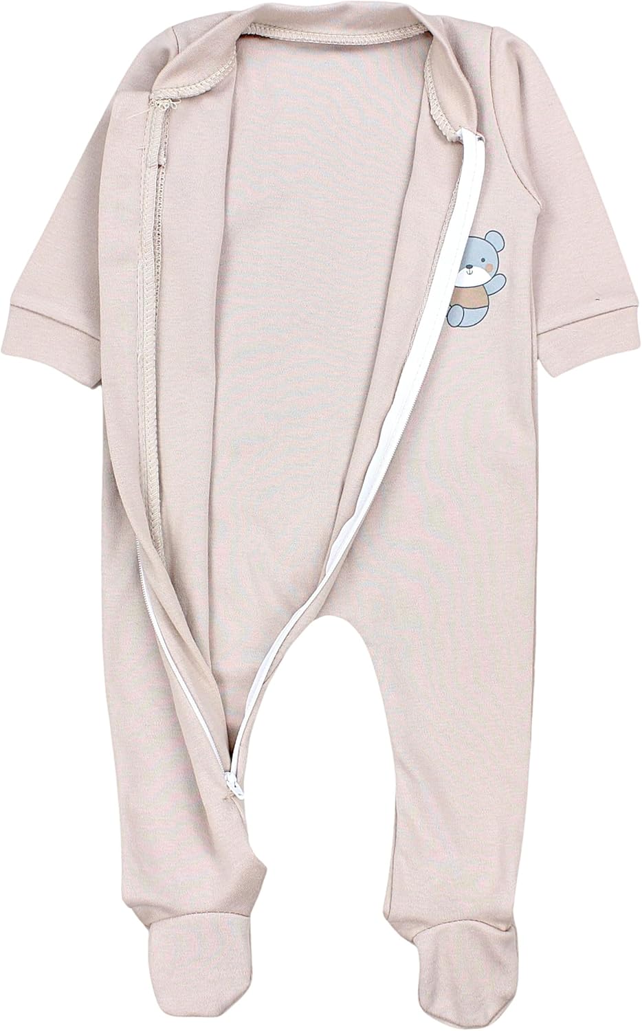 TupTam Unisex Schlafstrampler 3er Pack Baumwolle mit Reissverschluss 62 Bärchen Sterne Beige, 62 B&#