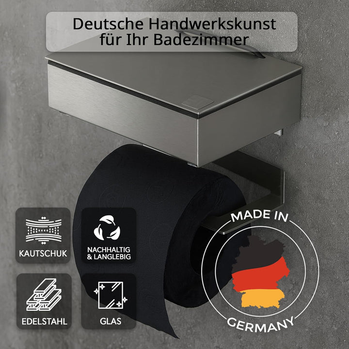 Toilettenpapierhalter mit Feuchttücherbox - Gehäuse Poliert & Abdeckung Edelstahl - befüllbar von Li