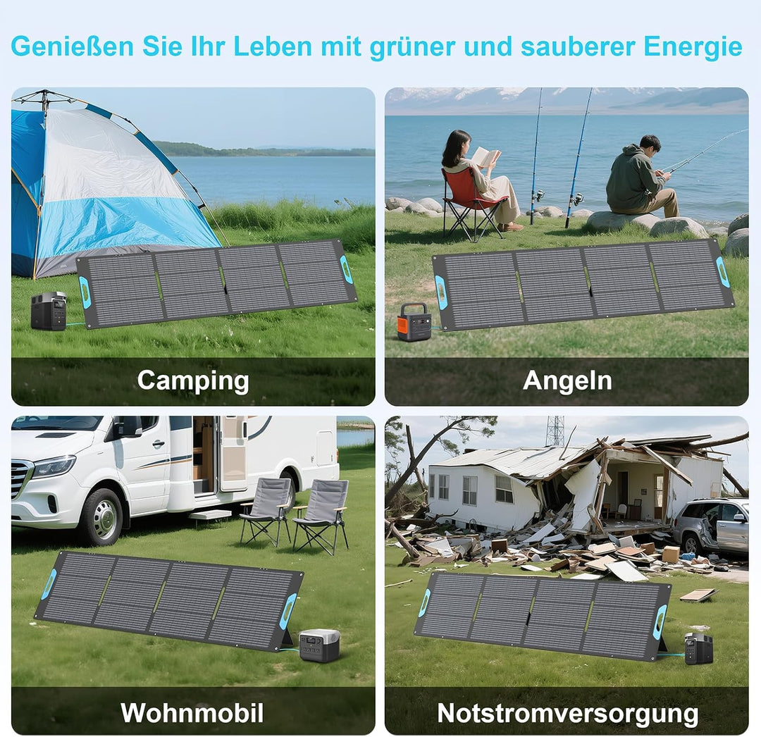 220W Faltbares Solarpanel Monokristallin mit USB-C PD 3.0 & USB-A QC 3.0 | 23,5% Wirkungsgrad & IP67