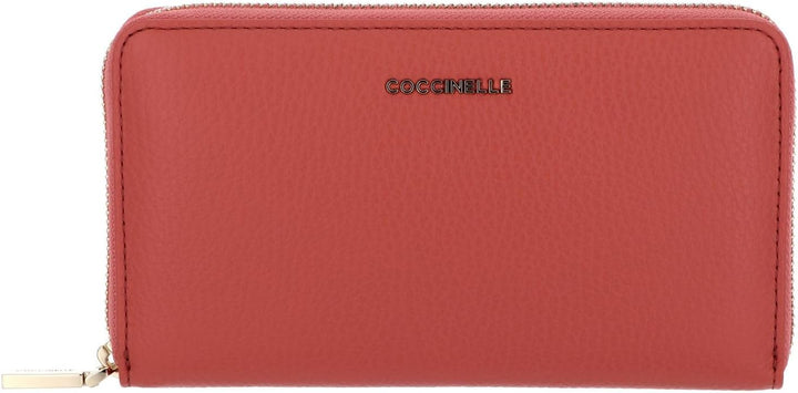 COCCINELLE Metallic Soft Zip Wallet Grainy Leather Geranium