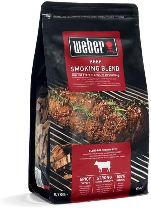 Weber Räucherchips (700g Packung) - für Rindfleisch, Räucherchips-Mischung von Laub-, Nuss- und Obst