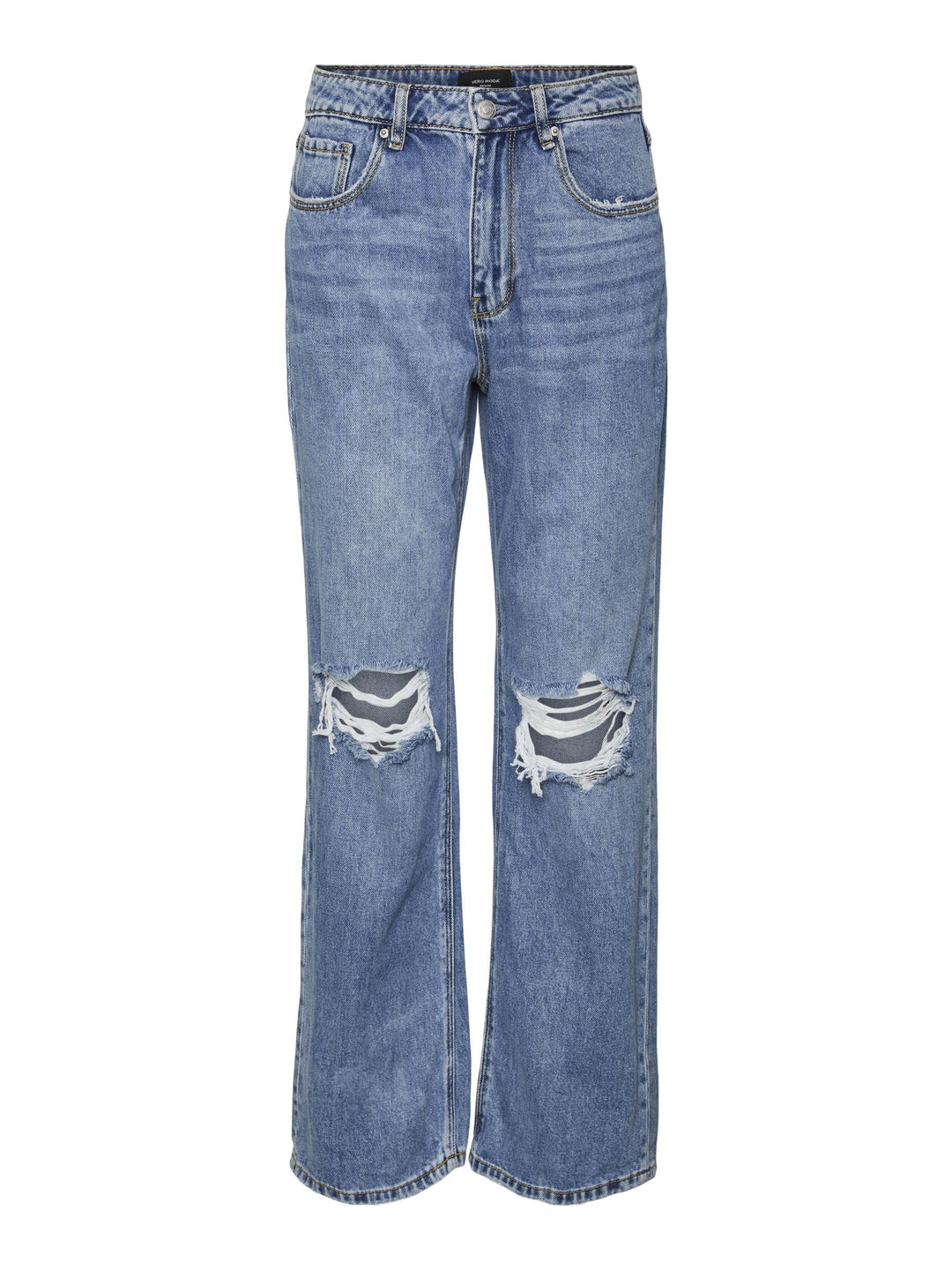 VERO MODA Female Straight-Fit VMKITHY Hohe Taille Jeans 27 Medium Blue Denim, 27 Medium Blue Denim